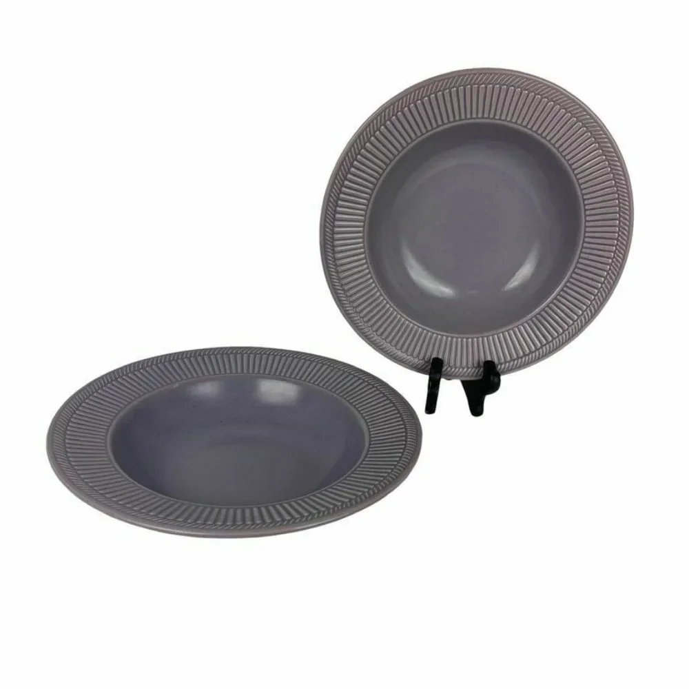 Tabletops Unlimited Venezia Coupe Soup Bowls Set of‎ 2 Speckled Lavender Ribbed